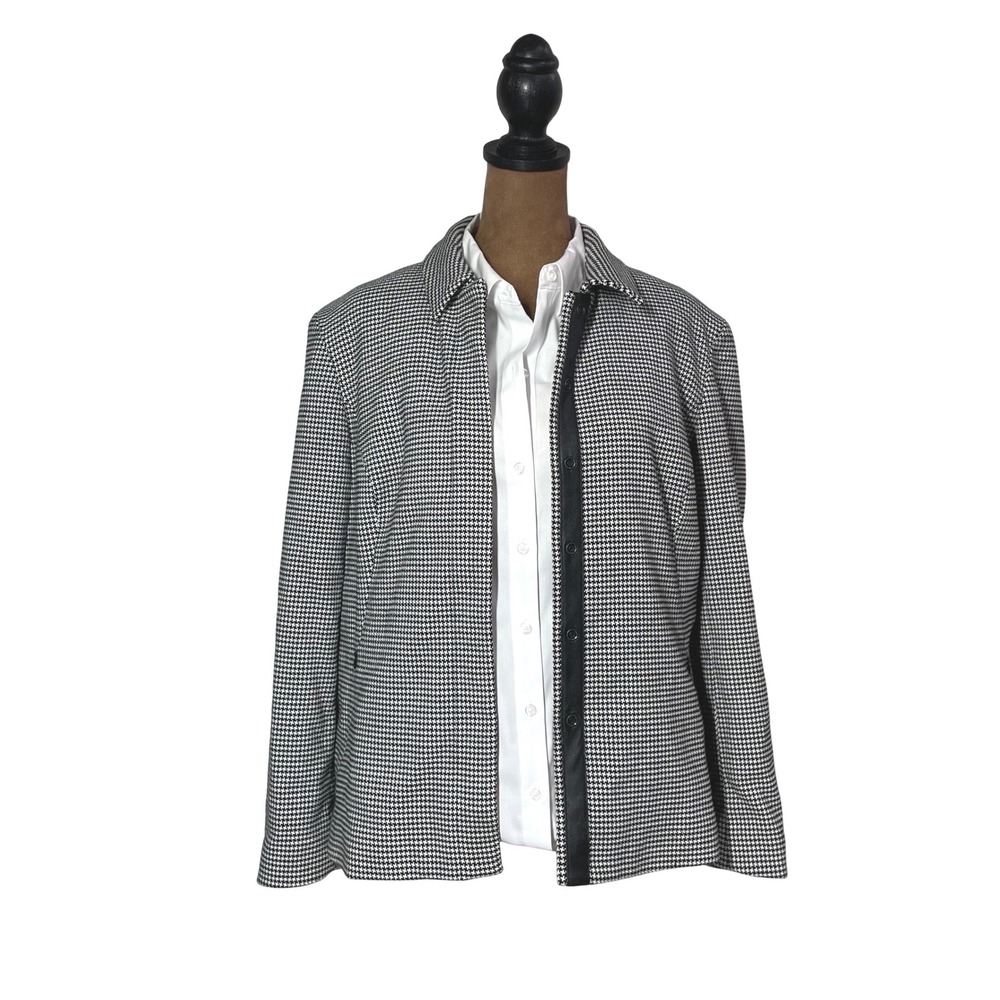 Norton Studio‎ Petites Houndstooth Snap Front Jacket Black White Size 10P